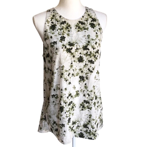 Theory Silk Sleeveless Kalstinn Top Spring Green Floral Size Medium - Picture 11 of 13